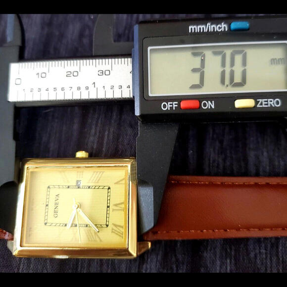 Geneva Vintage Look Men's Louis Tank Large 37mm Watch - Picture 6 of 9